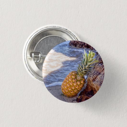 Ananas Leaning op Rocks bij het strand Ronde Button 3,2 Cm (Voorkant /achterkant)