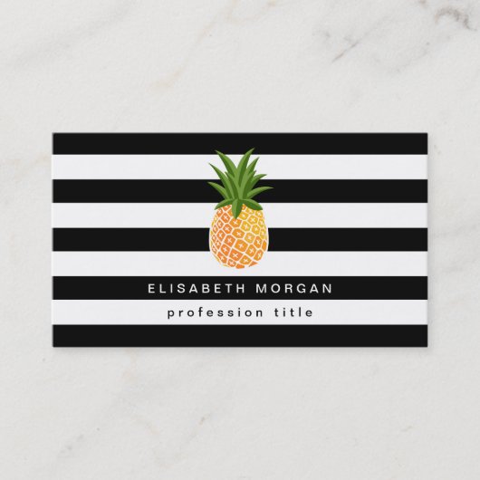 Ananas Logo Black White Stripes Elegant look Visitekaartje (Voorkant)