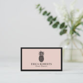 Ananas Logo Blush Pink Minimalist Black Lijst Visitekaartje (Staand voorkant)