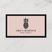 Ananas Logo Blush Pink Minimalist Black Lijst Visitekaartje (Voorkant)