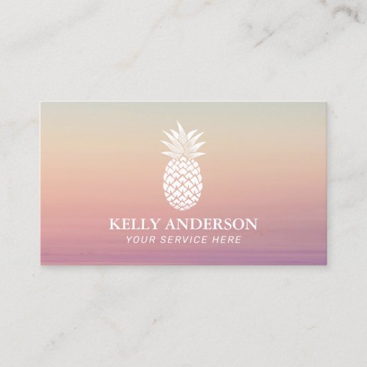 Ananas Logo Elegante Pastel Ombre Visitekaartje (Voorkant)