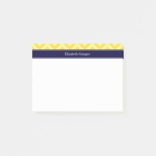 Ananas Lt Geel LG Chevron Navy Naam Monogram Post-it® Notes (Voorkant)