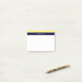 Ananas Lt Geel LG Chevron Navy Naam Monogram Post-it® Notes (Op bureau)