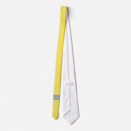 Ananas Lt Yellow LG Chevron DGrog Naam Monogram Stropdas (Achterkant)