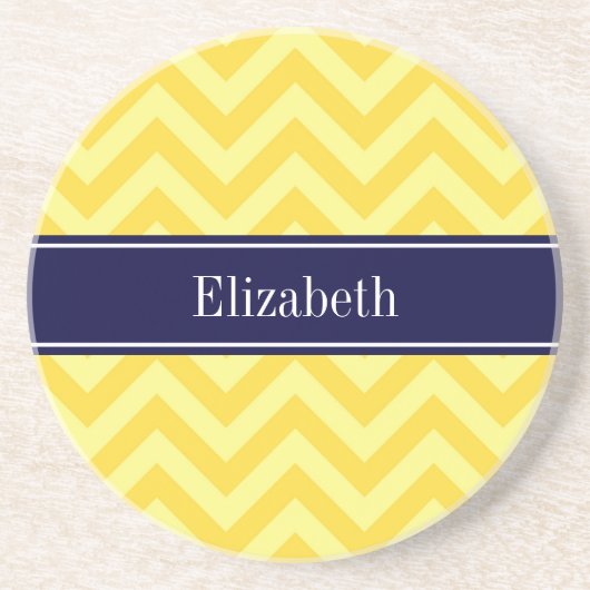 Ananas Lt Yellow LG Chevron Navy Monogram Zandsteen Onderzetter (Voorkant)