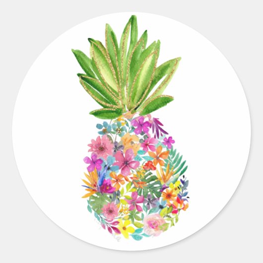 Ananas, Luau, ananas Birthday, Hula Ronde Sticker (Voorkant)
