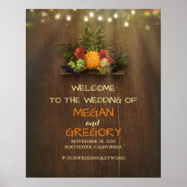 ananas Luau Beach Lights Weddenschap Welkomstteken Poster