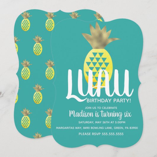 Ananas LUAU Birthday Party Elke leeftijd Kaart (Voorkant / Achterkant)