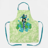 Ananas Luau Hawaiian Hula Meisje Lime Groen Schort (Voorkant)