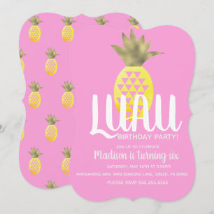 Ananas LUAU Verjaardagsfeestje Elke Leeftijd Folie Kaart