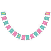 Ananas maakt roze Happy Birthday Bunting-vlaggen Vlaggetjes (Alle)