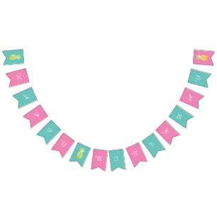 Ananas maakt roze Happy Birthday Bunting-vlaggen Vlaggetjes