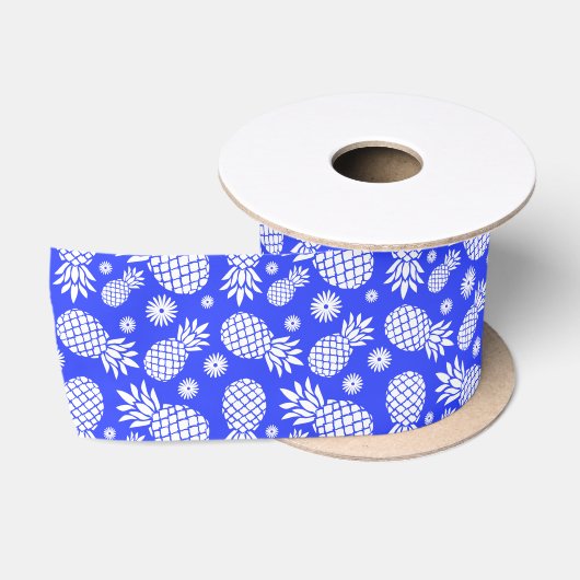 Ananas madeliefje bloem blauwe witte lint (Spoel)