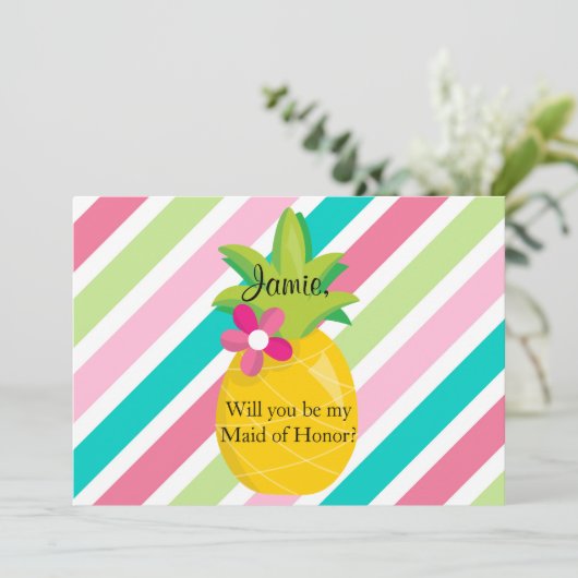 Ananas Maid of Honor-voorstel Kaart (Staand voorkant)