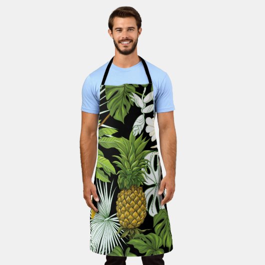 Ananas Mango: zwarte  illustratie. Schort (Gedragen)