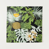 Ananas Mango: zwarte illustratie. Wandkleed (Voorkant (horizontaal))