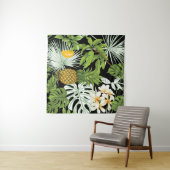 Ananas Mango: zwarte illustratie. Wandkleed (In Situ (horizontaal))