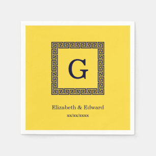 Ananas, Marineblauw Grieks Zeer belangrijk #1 Servetten