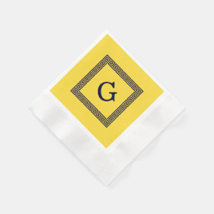 Ananas, Marineblauw Grieks Zeer belangrijk #1 Servetten