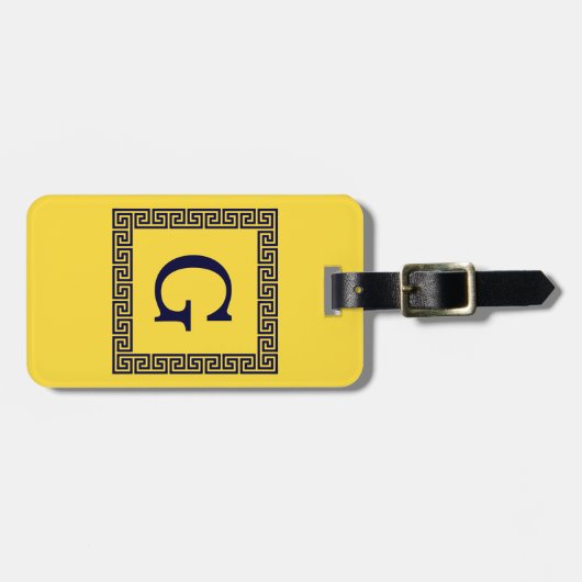 Ananas, marineblauw Griekse sleutel #1 ingelijst m Bagagelabel (Voorkant horizontaal)