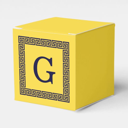 Ananas, marineblauw Griekse sleutel #1 ingelijst m Bedankdoosjes (Voorkant Zijde)