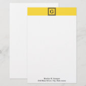 Ananas, marineblauw Griekse sleutel #1 ingelijst m Briefpapier (Voorkant / Achterkant)