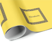 Ananas, marineblauw Griekse sleutel #1 ingelijst m Cadeaupapier (Rol Hoek)