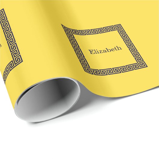 Ananas, marineblauw Griekse sleutel #1 ingelijst m Cadeaupapier (Rol Hoek)