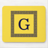 Ananas, marineblauw Griekse sleutel #1 ingelijst m Muismat (Voorkant)