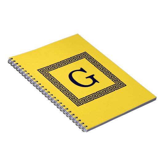 Ananas, marineblauw Griekse sleutel #1 ingelijst m Notitieboek (Rechterzijde)