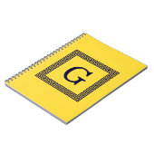 Ananas, marineblauw Griekse sleutel #1 ingelijst m Notitieboek (Linkerzijde)