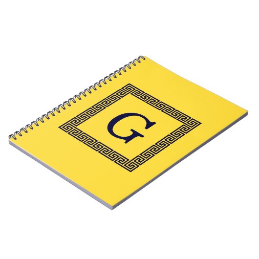 Ananas, marineblauw Griekse sleutel #1 ingelijst m Notitieboek (Linkerzijde)