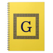 Ananas, marineblauw Griekse sleutel #1 ingelijst m Notitieboek (Voorkant)