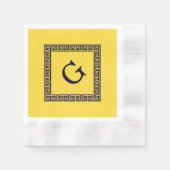 Ananas, marineblauw Griekse sleutel #1 ingelijst m Servetten (Voorkant)