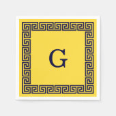 Ananas, marineblauw Griekse sleutel #1 ingelijst m Servetten (Voorkant)