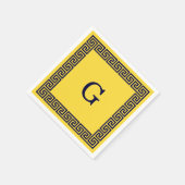 Ananas, marineblauw Griekse sleutel #1 ingelijst m Servetten (Hoek)