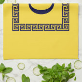 Ananas, marineblauw Griekse sleutel #1 ingelijst m Theedoek (Gevouwen)