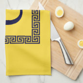 Ananas, marineblauw Griekse sleutel #1 ingelijst m Theedoek (Quarter Fold)