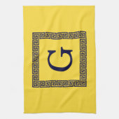 Ananas, marineblauw Griekse sleutel #1 ingelijst m Theedoek (Verticaal)