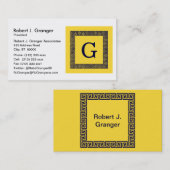 Ananas, marineblauw Griekse sleutel #1 ingelijst m Visitekaartje (Voorkant / Achterkant)