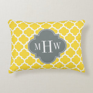 Ananas Marokkaans #5 Houtskool 3 Initieel Monogram Decoratief Kussen