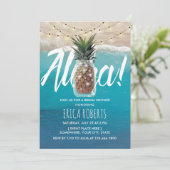 Ananas Mason Jar Aloha Beach Vrijgezellenfeest Kaart (Staand voorkant)