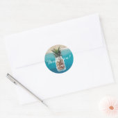 Ananas Mason Jar Beach Bruiloft Dank u Ronde Sticker (Envelop)