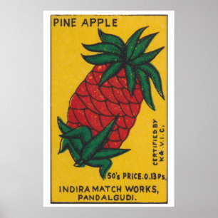 Ananas - Matchbox Print - India Wandkunst