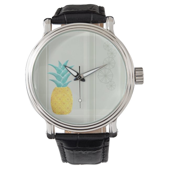 Ananas Meets Plaid Horloge (Voorkant)