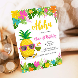 Ananas Meisje Verjaardag Aloha Hawaï Zomer Kaart