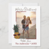 Ananas Merry Christmas Beach Foto Feestdagenkaart (Voorkant)