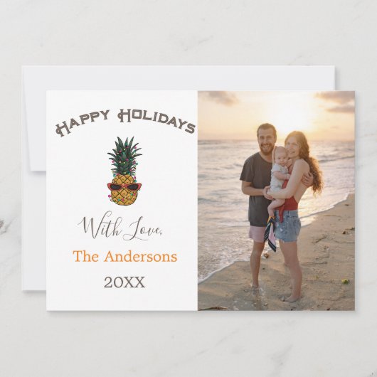 Ananas Merry Christmas Beach Foto Feestdagenkaart (Voorkant)