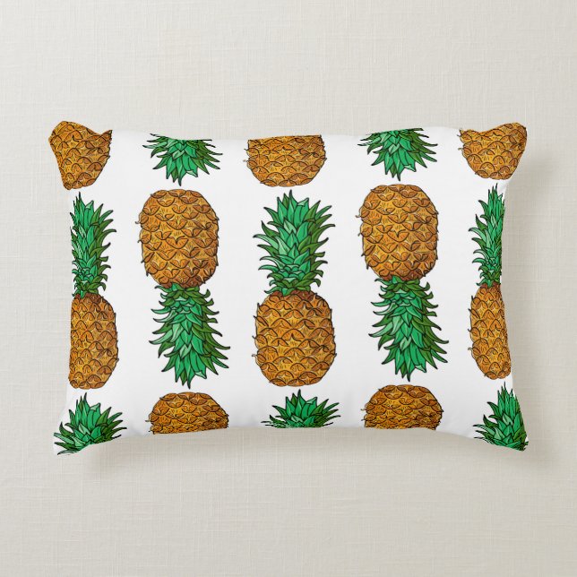 Ananas met bladeren. Naadloos patroon met tropi Accent Kussen (Voorkant)