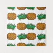 Ananas met bladeren. Naadloos patroon met tropi Wandkleed (Voorkant (horizontaal))